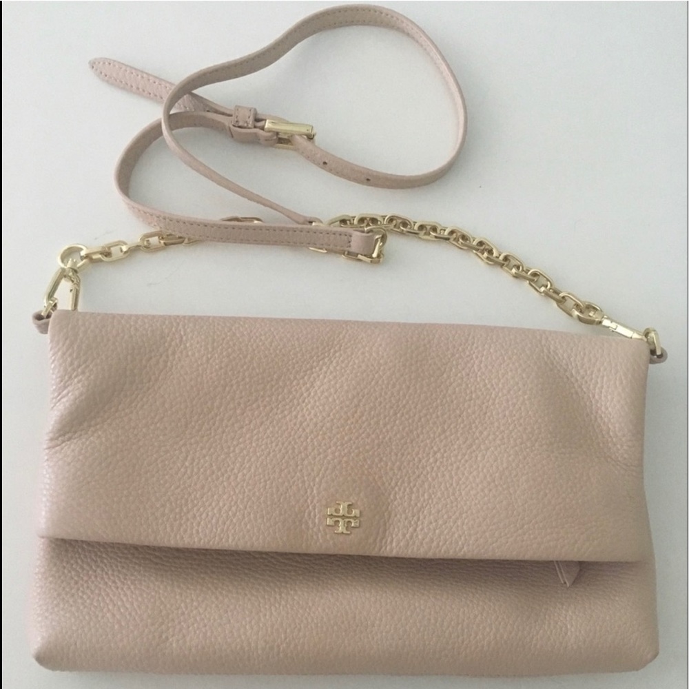 Tory Burch Foldover Crossbody- Light Oak